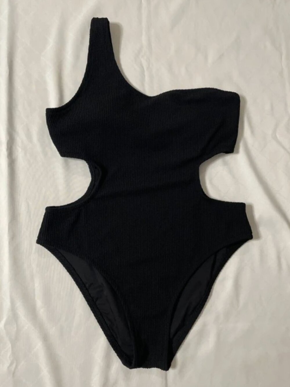 VS PINK Black One-shoulder Cutout Swimsuit (XL)